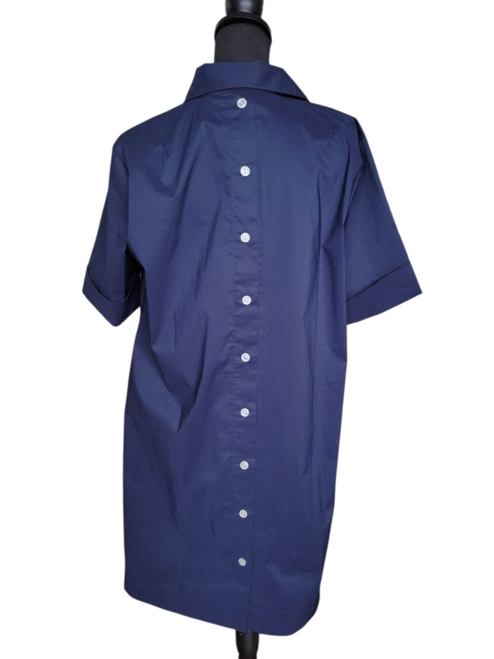 Hinson Wu NWT Navy Blue Aileen Short Sleeve Button Back Dress Women's Size L - Picture 8 of 13